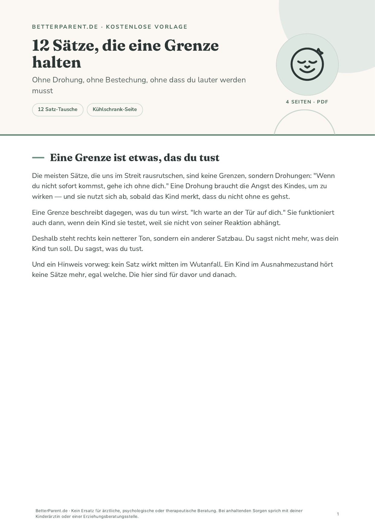 Vorschau: erste Seite von „12 Sätze, die eine Grenze halten“
