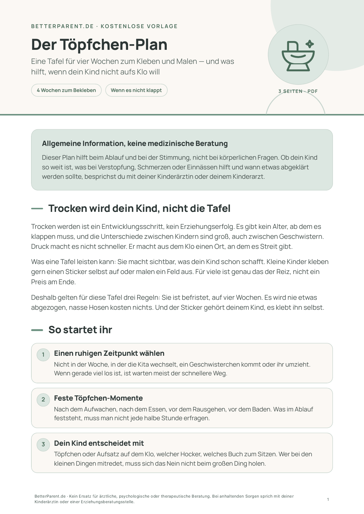Vorschau: erste Seite von „Der Töpfchen-Plan“