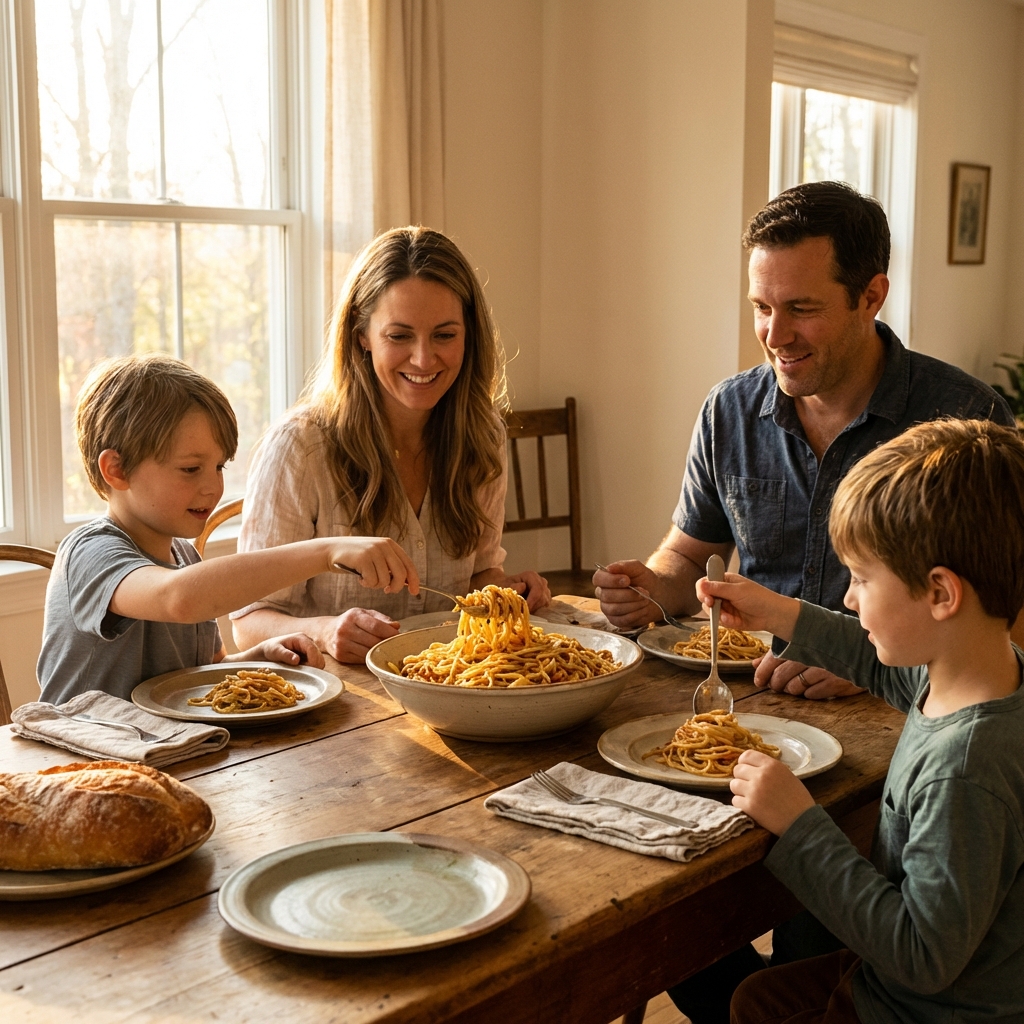 Nudel-Taktik beim Abendessen